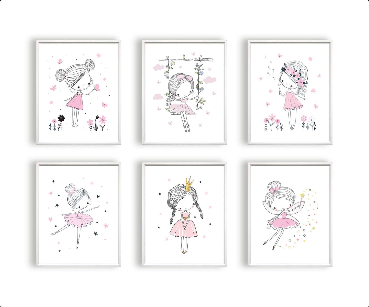 Meisje met vlinders en hartje - Roze