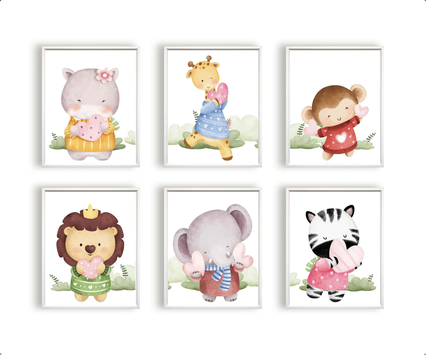Aquarel nijlpaard met hartje - Dieren