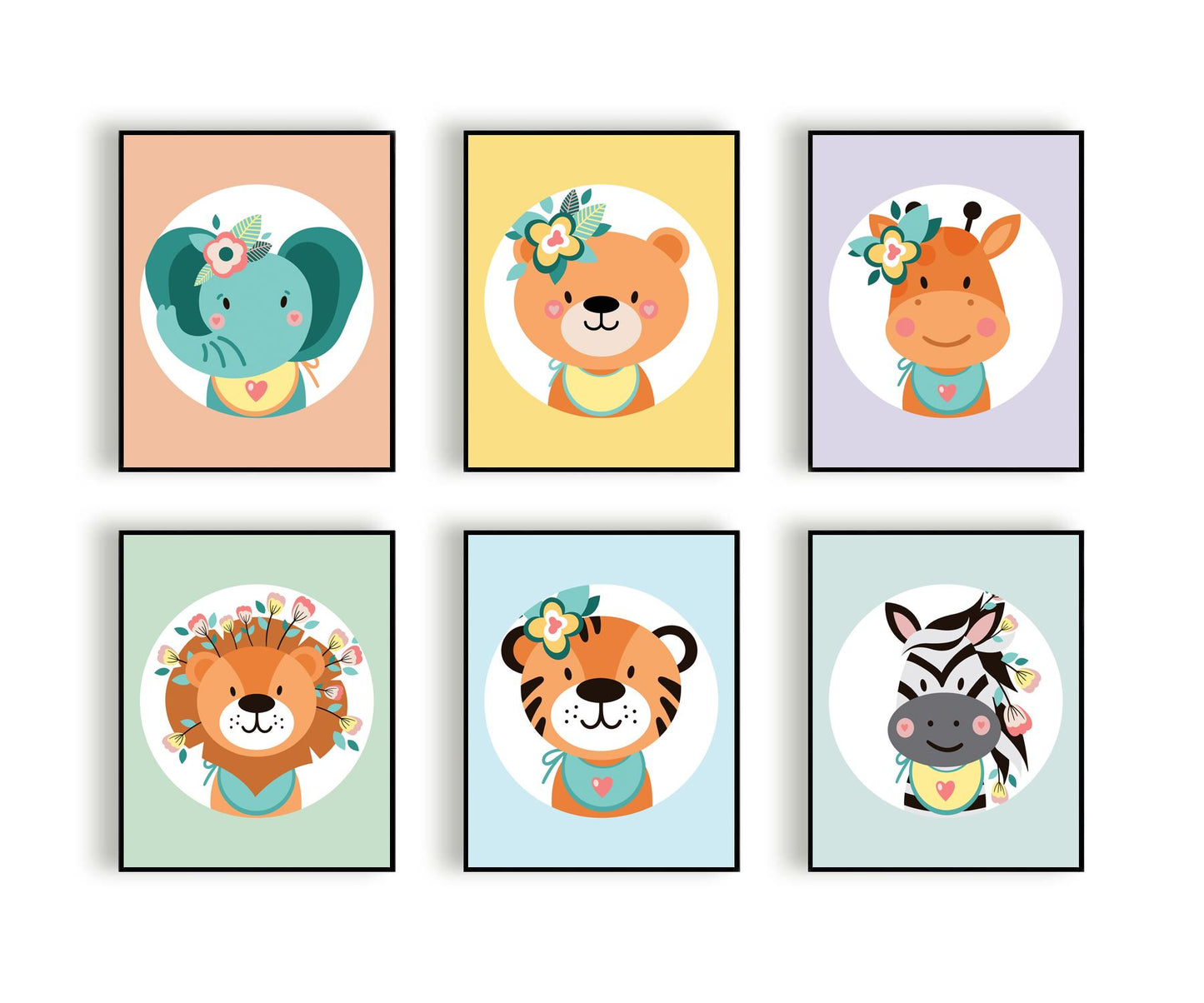 Lieve panda met bloemetjes groen - Dieren met bloemetjes
