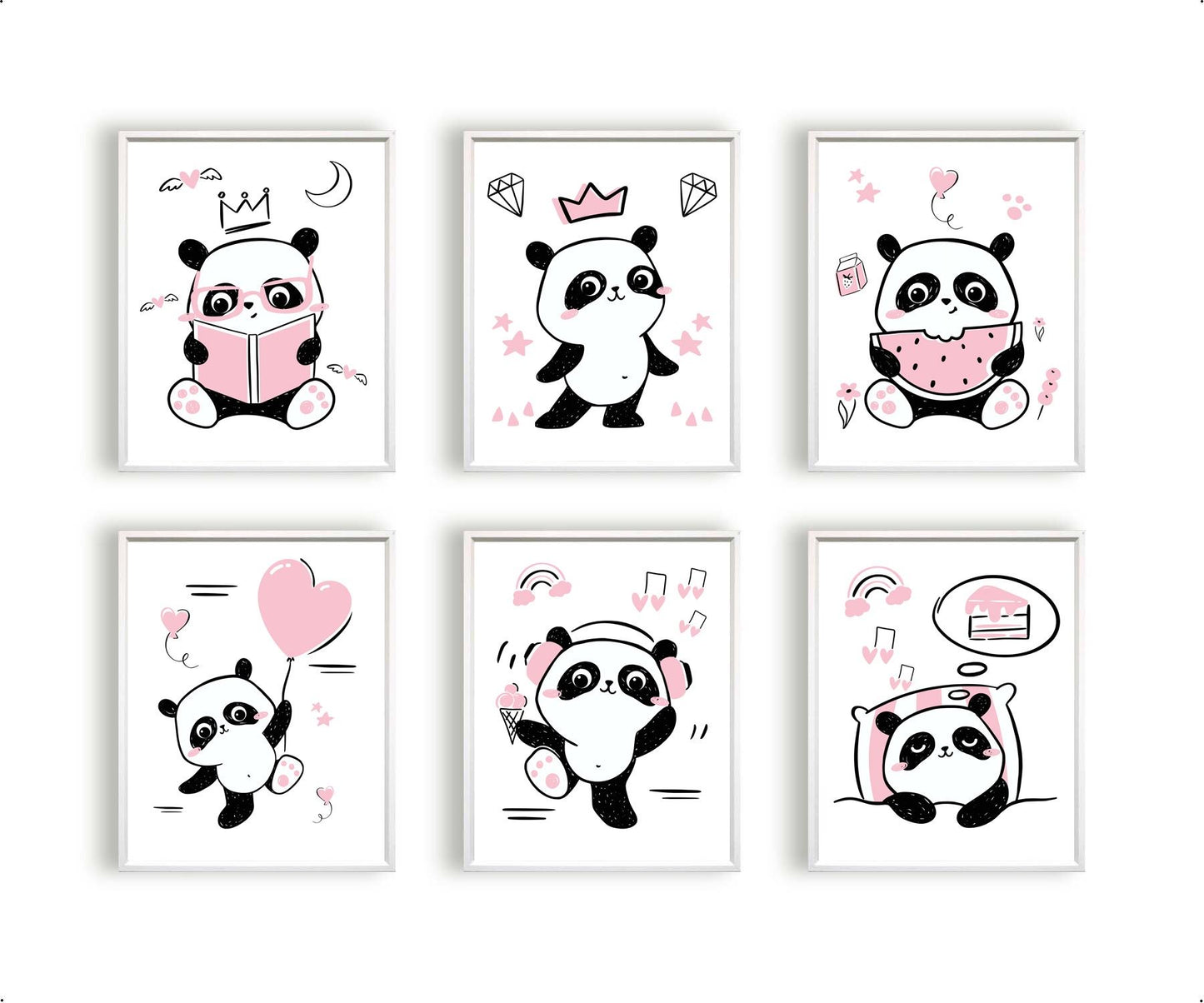 Panda boek lezen roze - Dieren