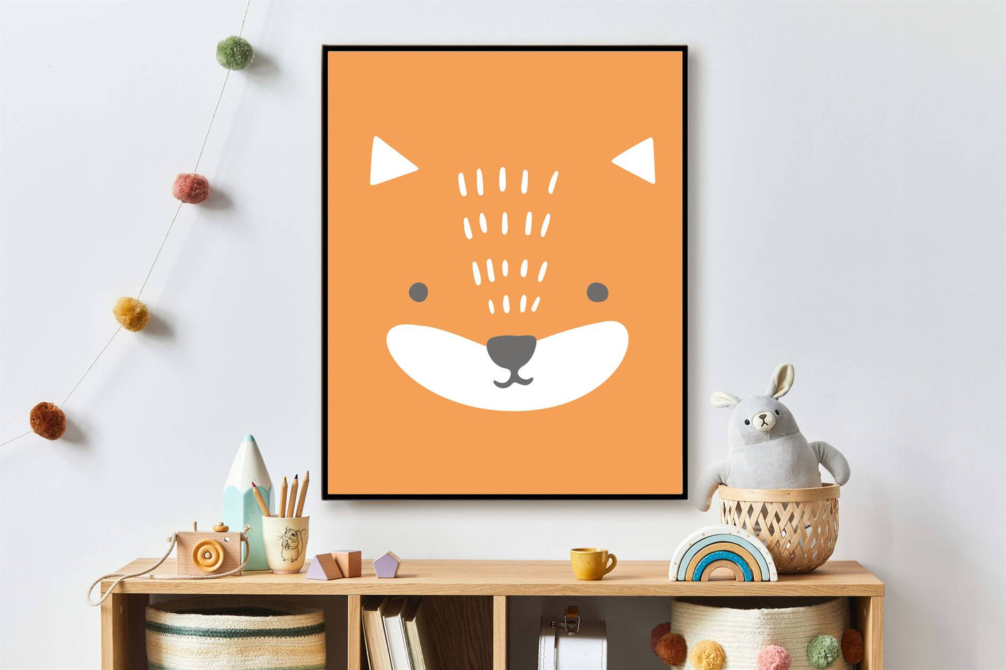 Vosje gezicht met oranje achtergrond - Dieren