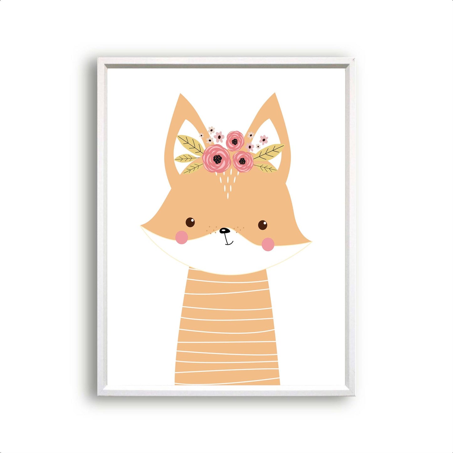 Lieve dieren vos met bloemetjes - Oranje