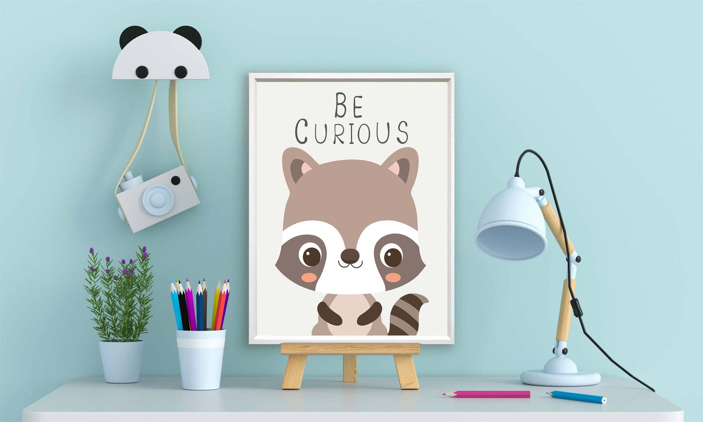 Dieren wasbeer be curious - Dieren met motivatie tekst