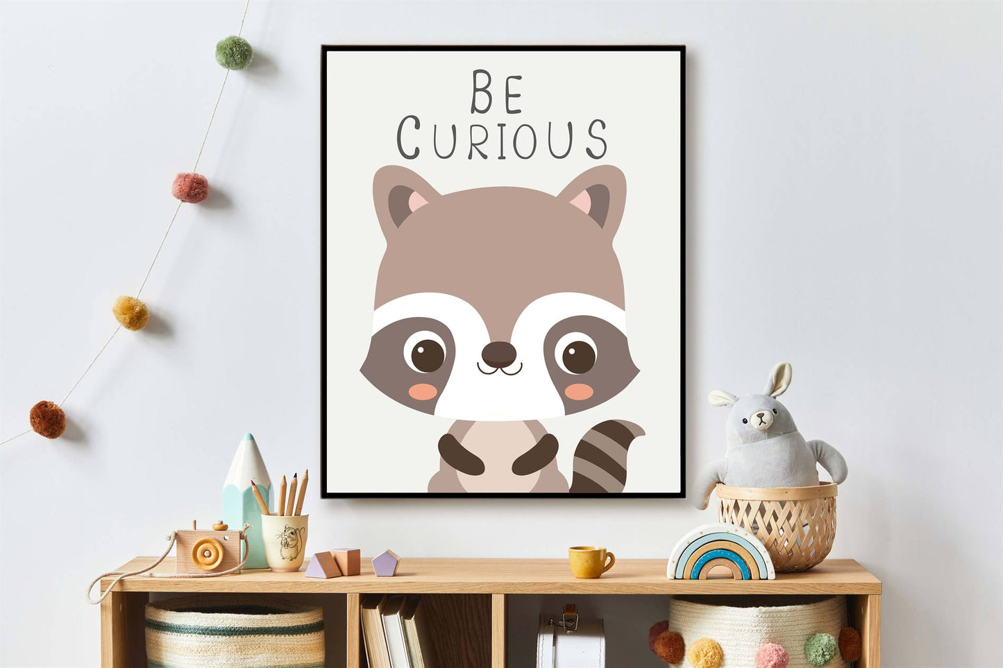 Dieren wasbeer be curious - Dieren met motivatie tekst