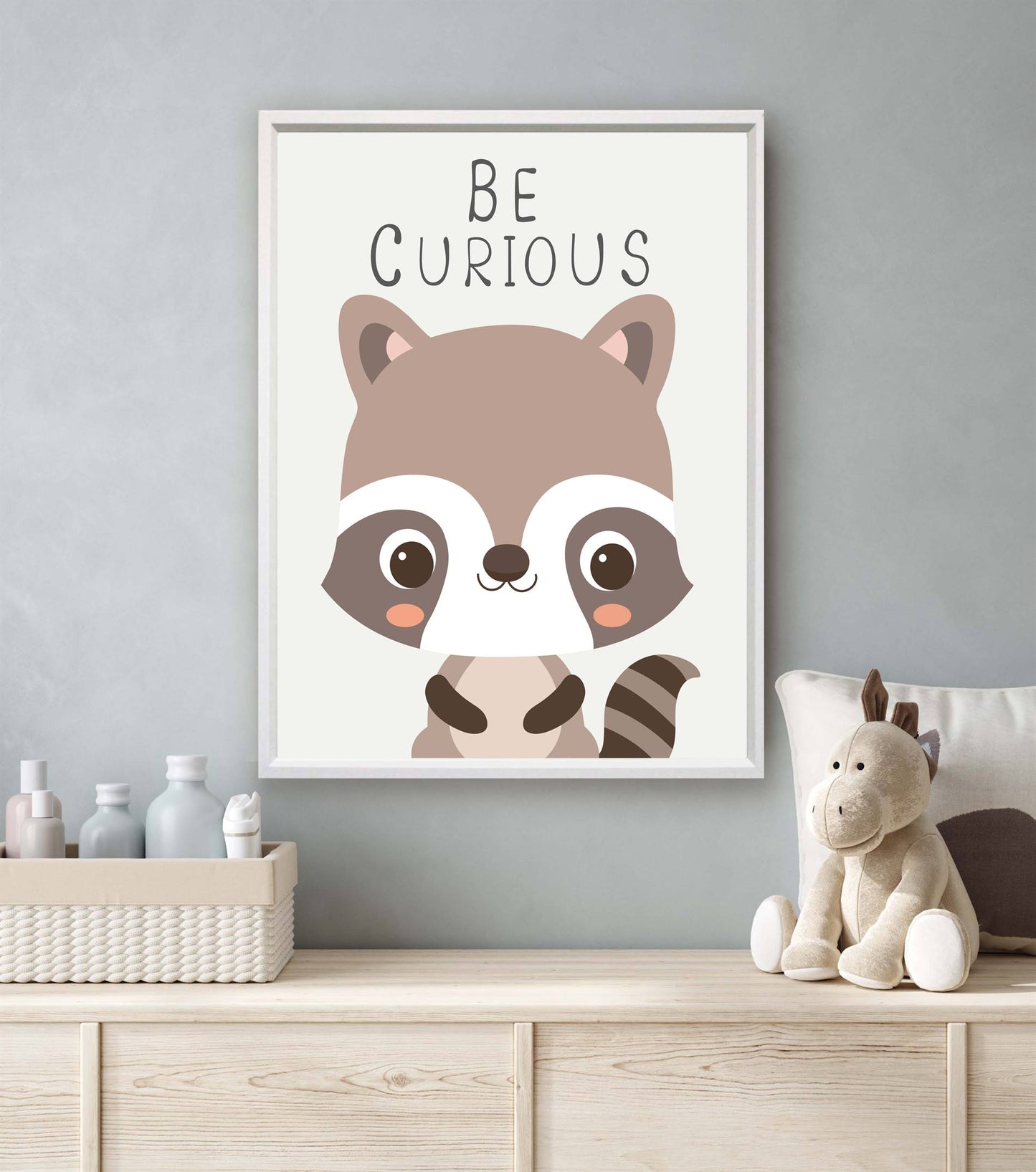 Dieren wasbeer be curious - Dieren met motivatie tekst
