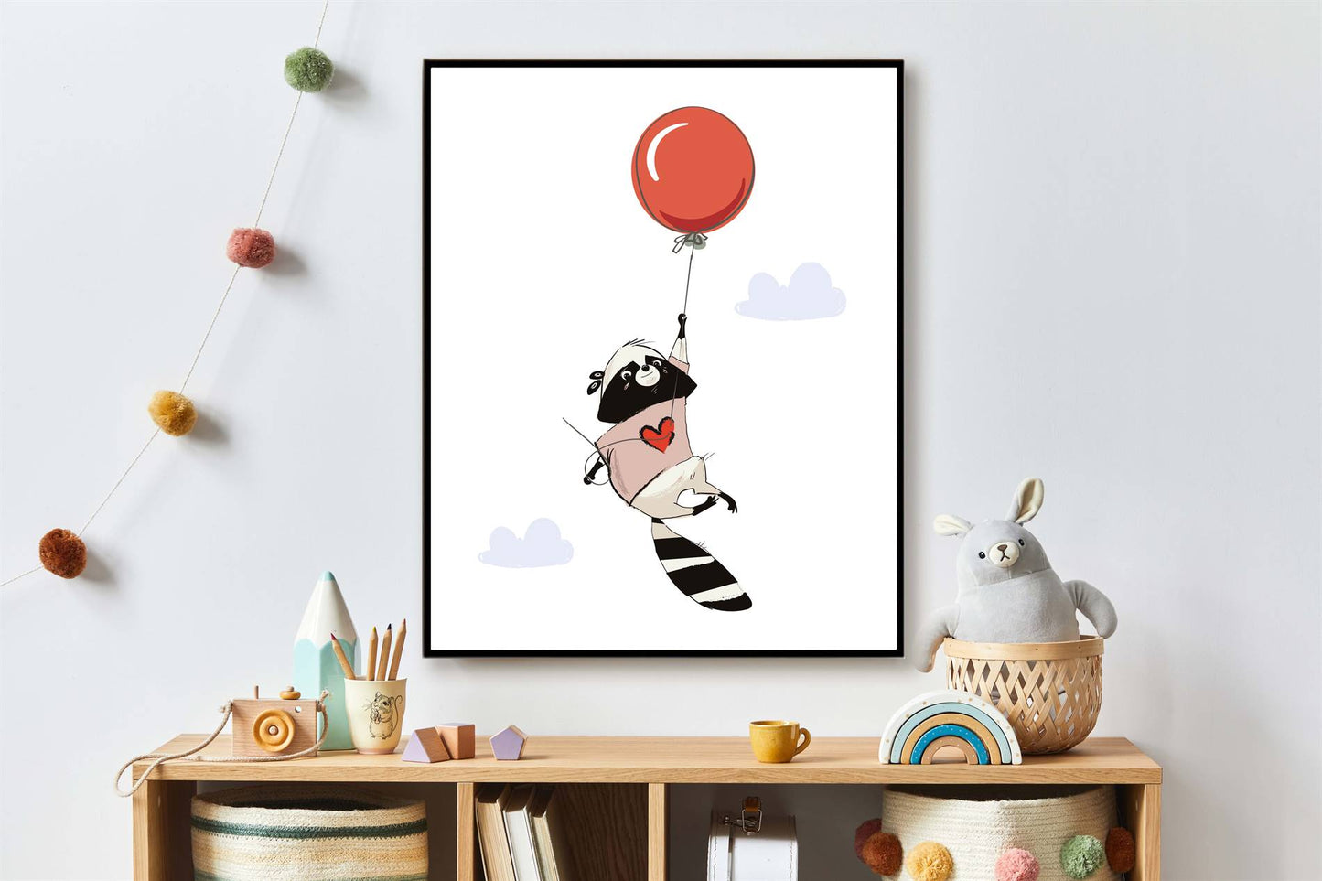 Wasbeer met ballon en hartje - Dieren met ballonnen
