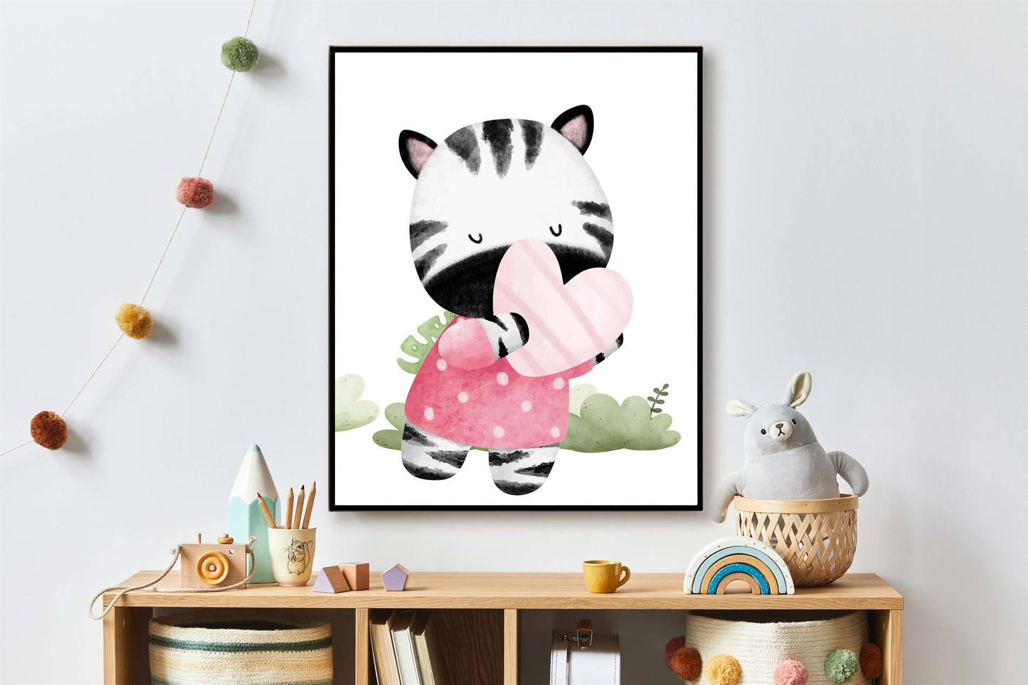 Aquarel zebra met hartje - Dieren