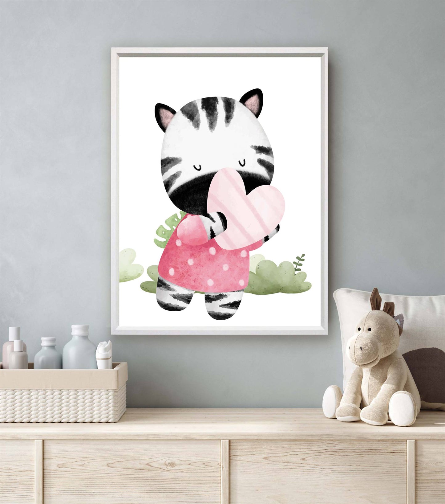 Aquarel zebra met hartje - Dieren