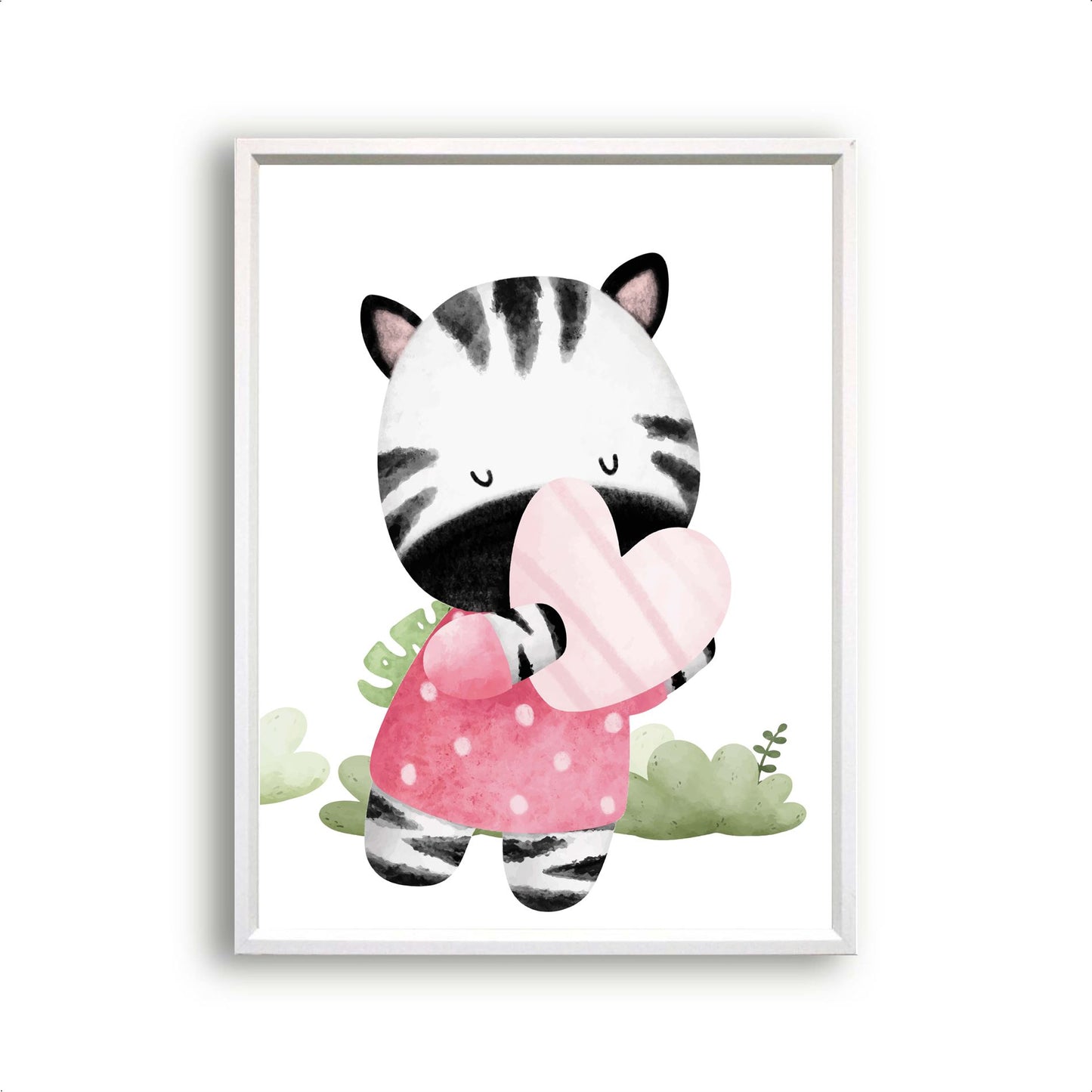 Aquarel zebra met hartje - Dieren