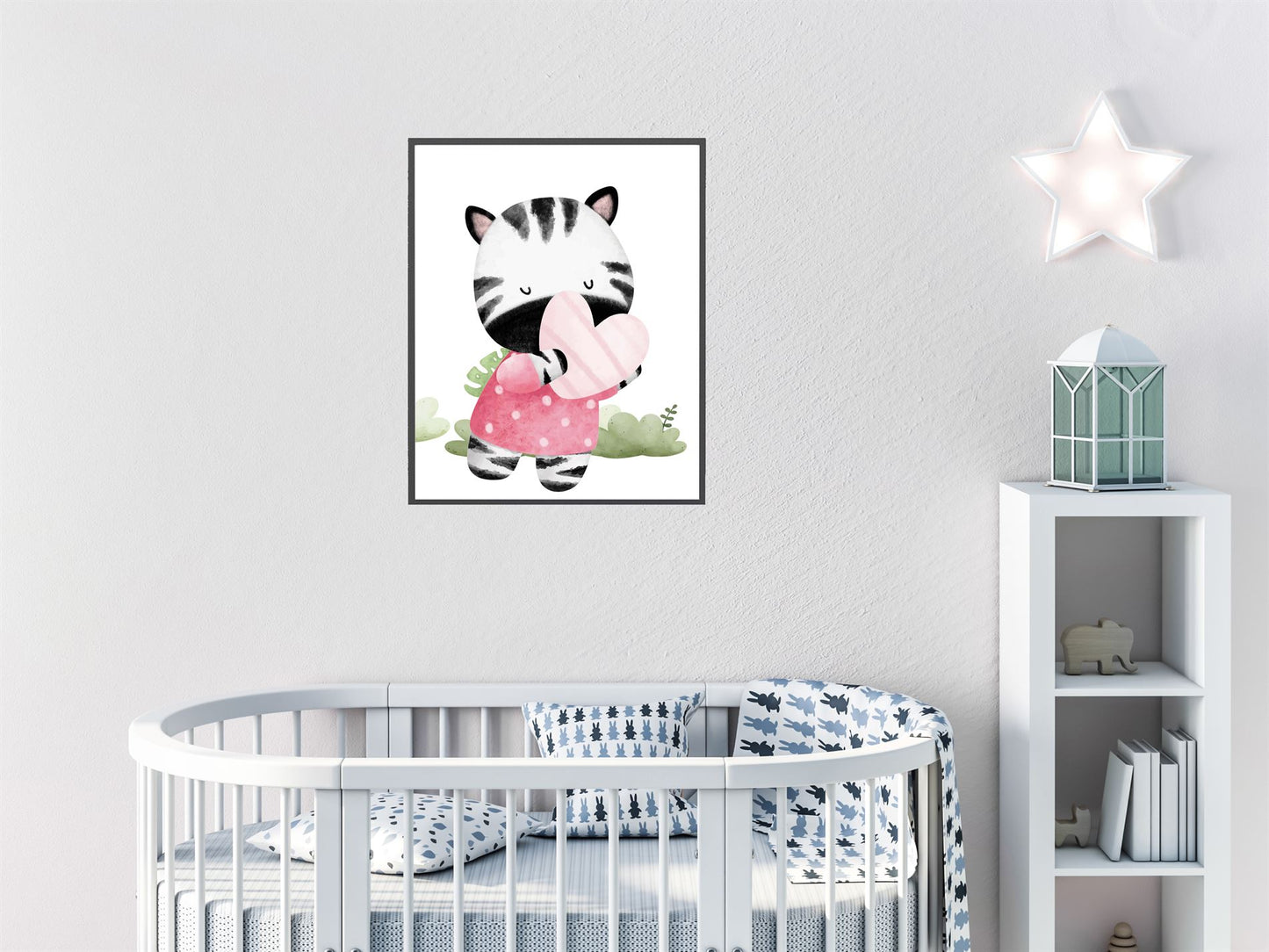 Aquarel zebra met hartje - Dieren