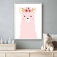 Lieve dieren roze alpaca met bloemetjes - Roze