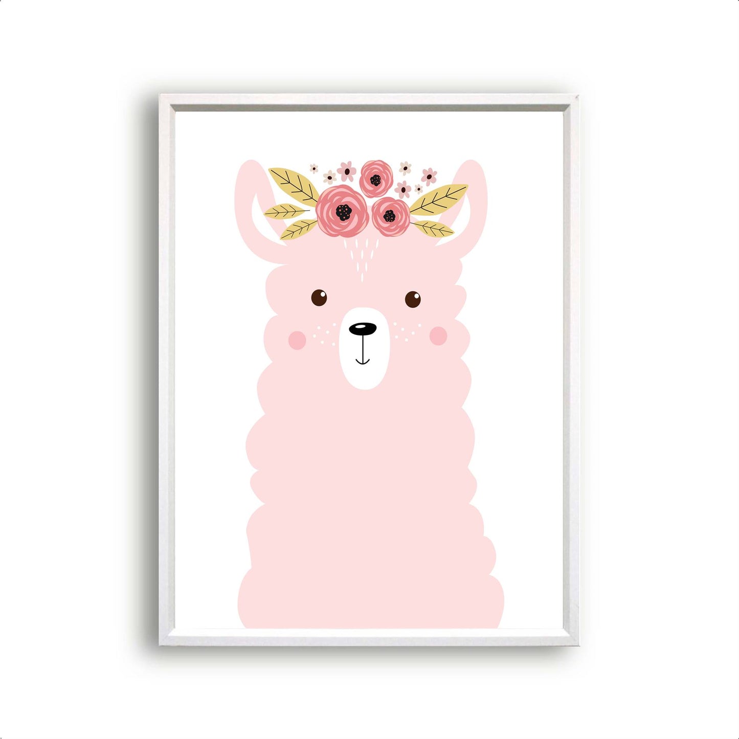 Lieve dieren roze alpaca met bloemetjes - Roze