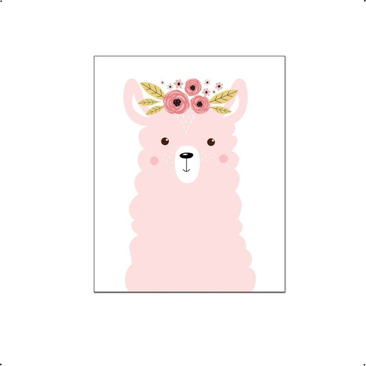 Lieve dieren roze alpaca met bloemetjes - Roze