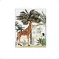 Jungle Giraf en Kraanvogel Aquarel / Waterkleur Links - Jungle Dieren