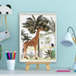 Jungle Giraf en Kraanvogel Aquarel / Waterkleur Links - Jungle Dieren