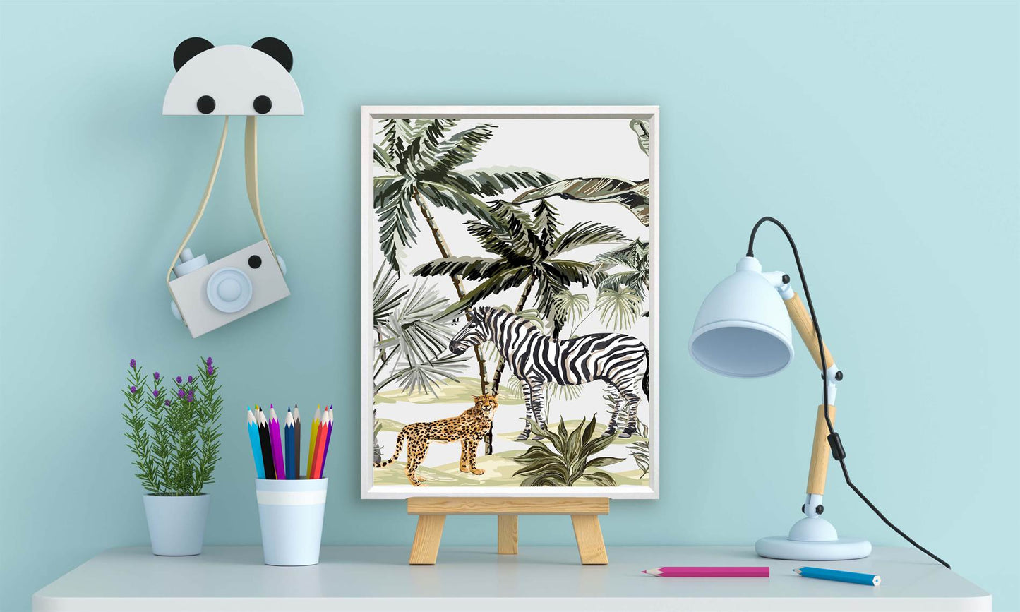 Jungle Olifant en Pauw Aquarel / Waterkleur Rechts - Jungle Dieren