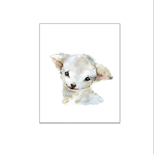 Aquarel dieren schaapje / lammetje - Bos en boerderij