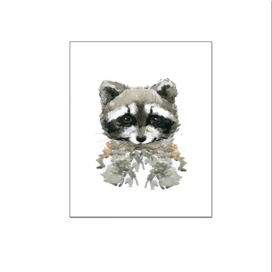Aquarel dieren wasbeer - Bos en boerderij