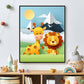 Dieren van papier giraf en leeuw midden - Dieren