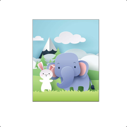 Dieren van papier konijntje en olifant links - Dieren