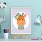 Lieve giraf met bloemetjes paars - Dieren met bloemetjes