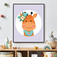 Lieve giraf met bloemetjes paars - Dieren met bloemetjes