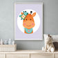 Lieve giraf met bloemetjes paars - Dieren met bloemetjes