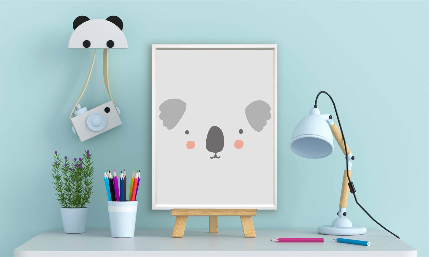 Koala gezicht met grijze achtergrond - Dieren
