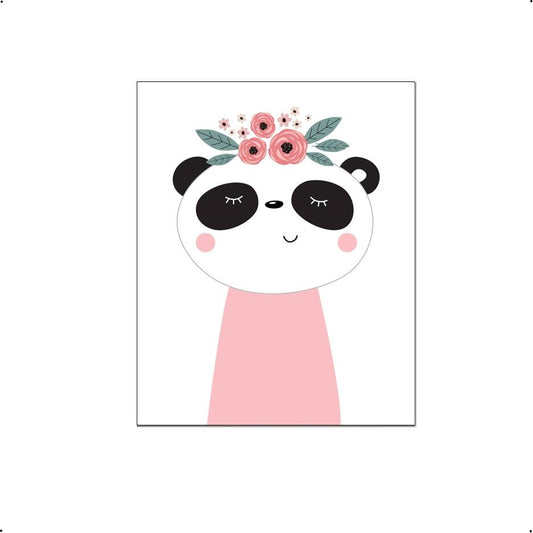 Lieve dieren roze panda met bloemetjes - Roze