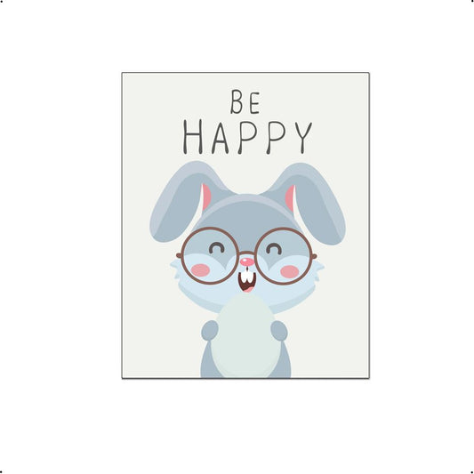 Dieren konijn be happy - Dieren met motivatie tekst