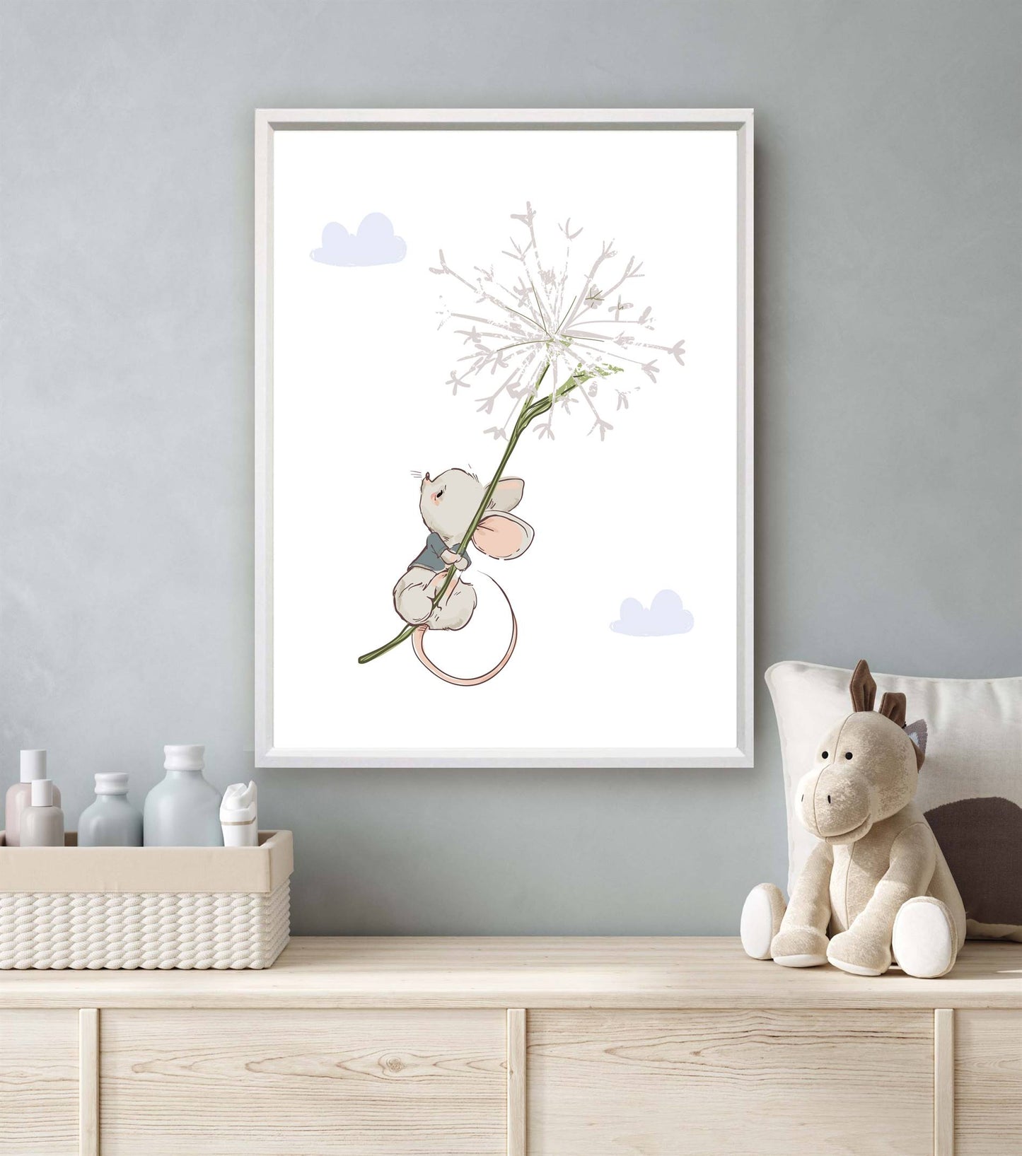 Muisje met paardenbloem - Dieren met ballonnen