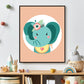 Lieve olifant met bloemetjes oranje - Dieren met bloemetjes