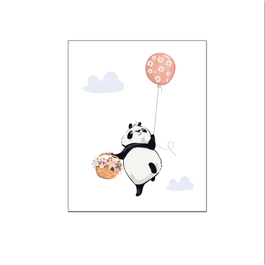 Panda met ballon en mandje - Dieren met ballonnen