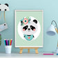 Lieve panda met bloemetjes groen - Dieren met bloemetjes