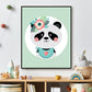 Lieve panda met bloemetjes groen - Dieren met bloemetjes