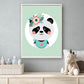 Lieve panda met bloemetjes groen - Dieren met bloemetjes