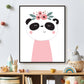 Lieve dieren roze panda met bloemetjes - Roze