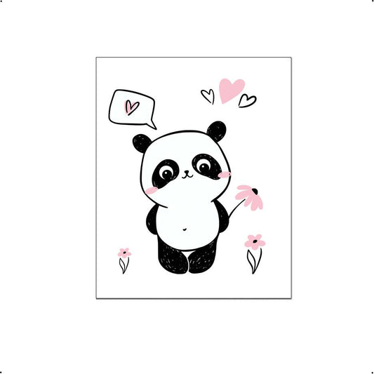 Panda met bloemetje roze - Dieren