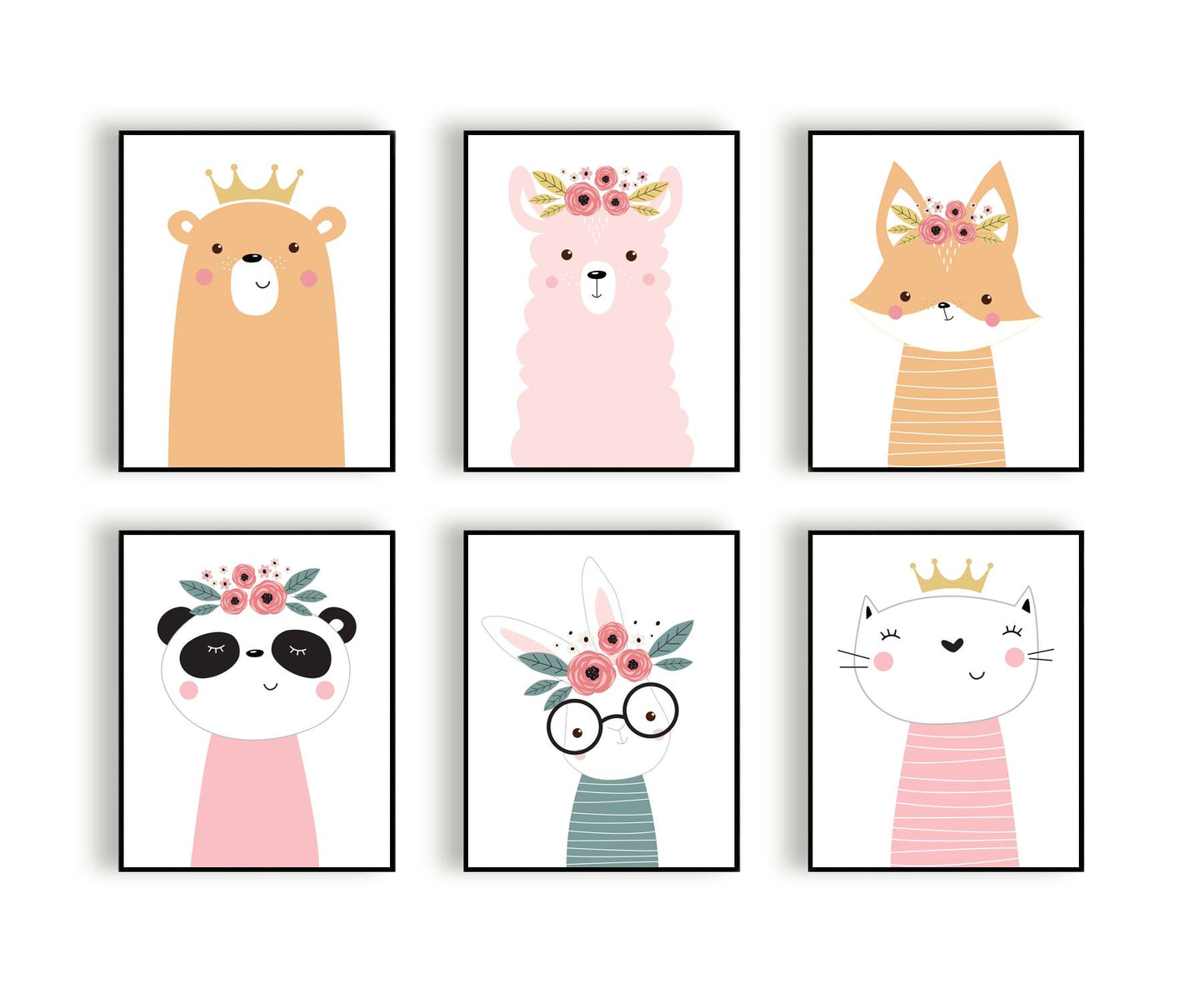 Lieve dieren vos met bloemetjes - Oranje