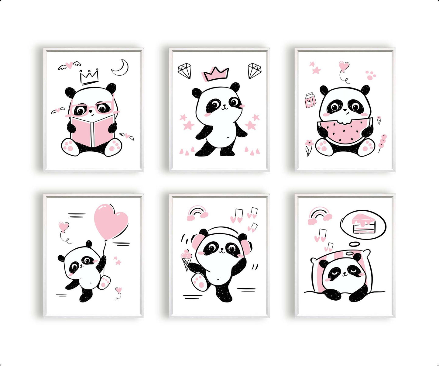 Panda met bloemetje roze - Dieren