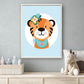 Lieve tijger met bloemetjes blauw - Dieren met bloemetjes