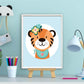 Lieve tijger met bloemetjes blauw - Dieren met bloemetjes