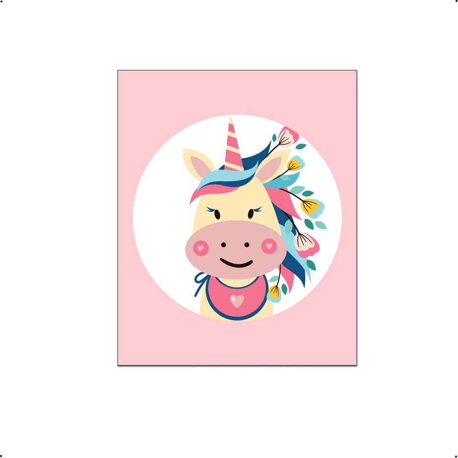 Lieve unicorn met bloemetjes roze - Dieren met bloemetjes