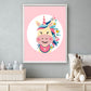 Lieve unicorn met bloemetjes roze - Dieren met bloemetjes