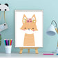 Lieve dieren vos met bloemetjes - Oranje