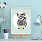 Lieve zebra met bloemetjes groen - Dieren met bloemetjes